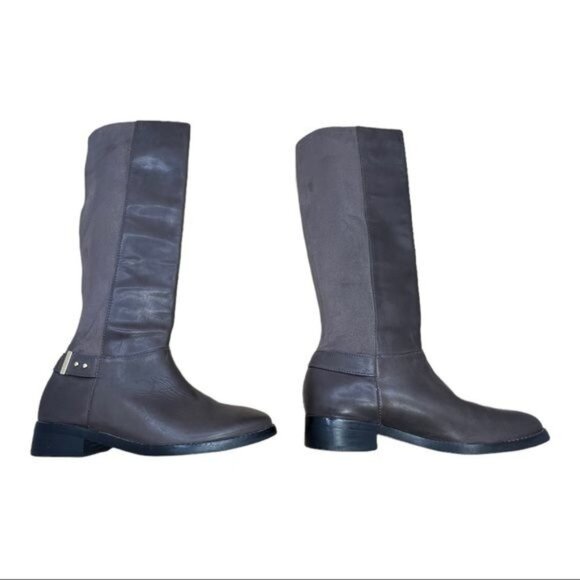 Cole Haan Adler Leather Suede Patchwork Tall Riding Boots Adjustable Gray 7.5 - Picture 6 of 13